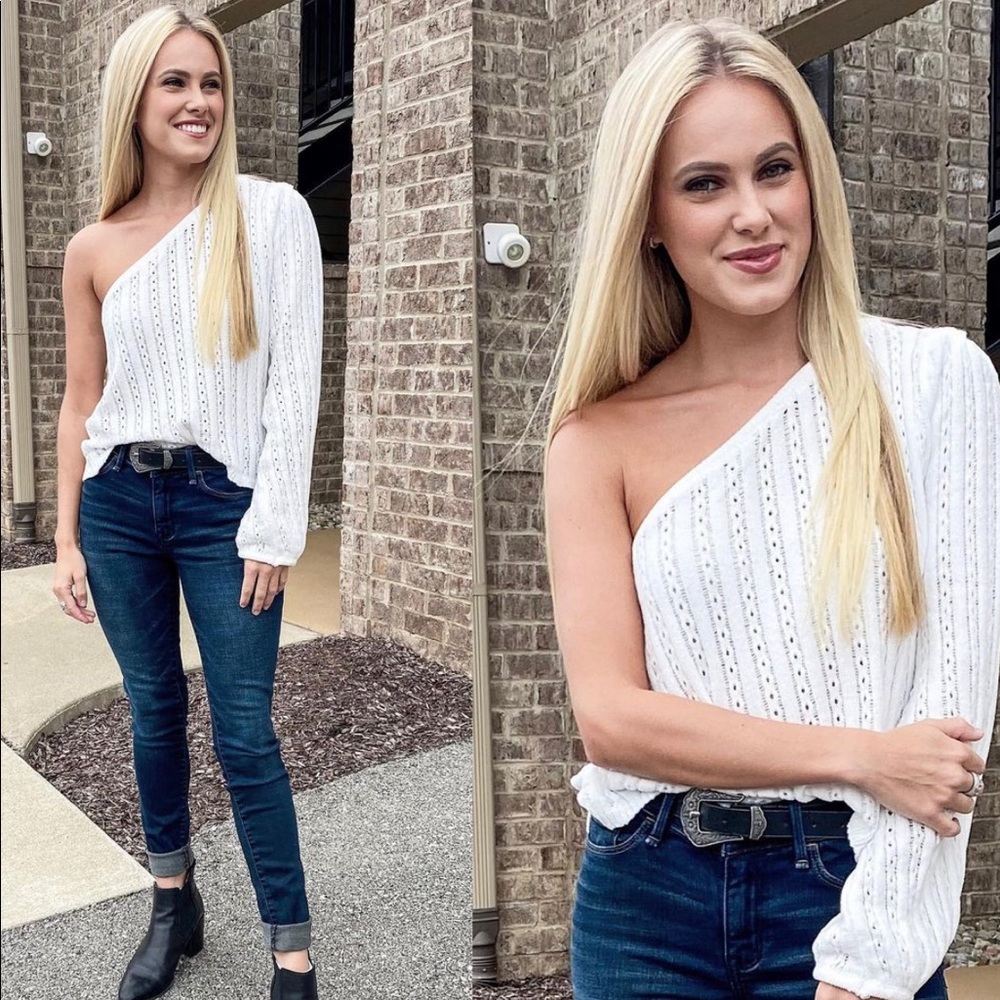 White One Shoulder Sweater